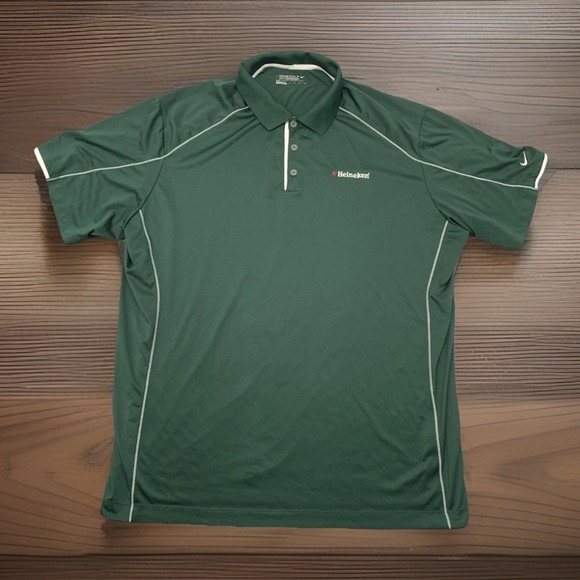 Vintage 90s Nike Heineken Beer Polo Dri Fit Mens 3XL Green Short Sleeve Promo